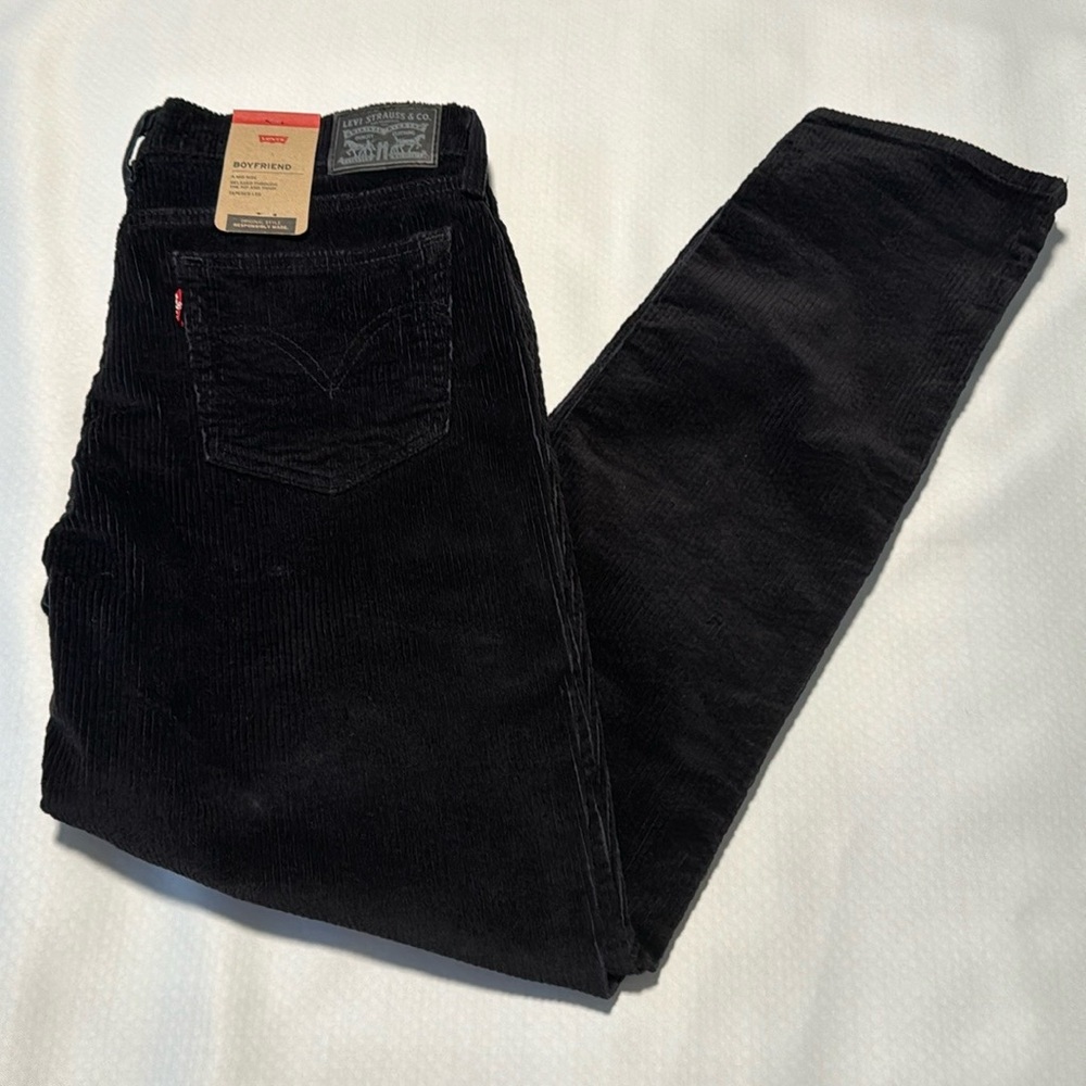 Levis Corduroy Pants Womens 28 30 Black Boyfriend